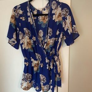 Kimono wrap v neck blouse